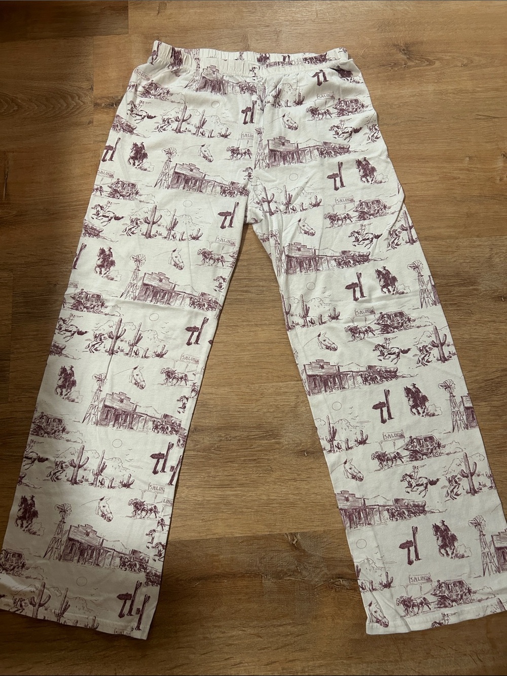 Ariat White Bootcut Jeans with Maroon Western Print